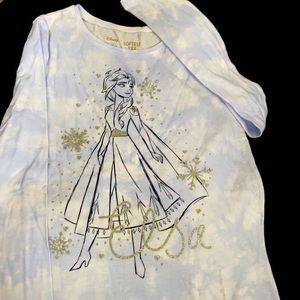 Disney Frozen ”Elsa” Lt. Blue/White Tie Dye Long Sleeve Shirt - NWT